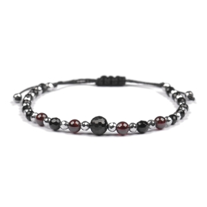 Bransoletka celebrytka czarny TURMALIN GRANAT HEMATYT ochrona i siła